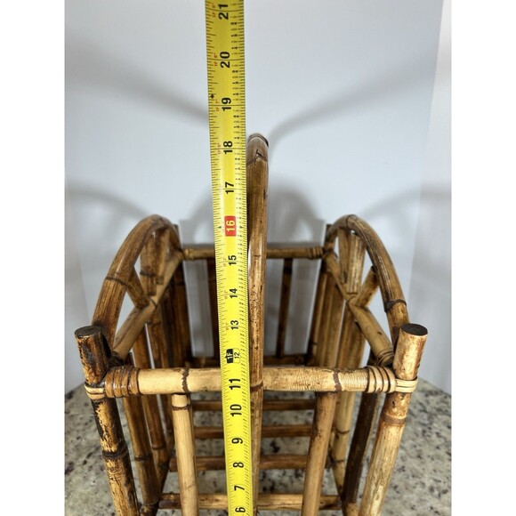 Bamboo Magazine Rack Mid Century Modern Turtle Shell Bamboo Hollywood Regency. - Picture 14 of 15